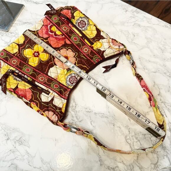 Vera Bradley Floral Quilted Shoulder Hobo Boho Hippie Brown Pink Women's Handbag - Picture 10 of 11
